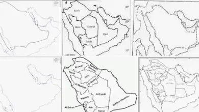 خريطة المملكة العربية السعودية ابيض واسود
