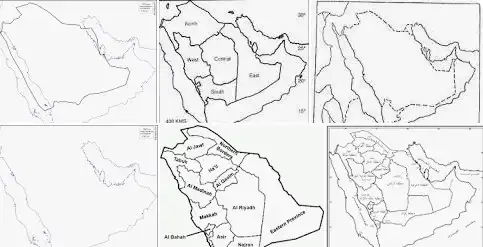 خريطة المملكة العربية السعودية ابيض واسود - موقع حصرى