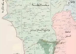 خريطة وادي الدواسر و الرمز البريدي الخاص بها